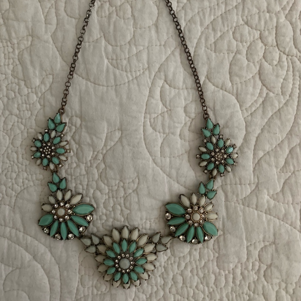 J Crew Turquoise Floral Necklace